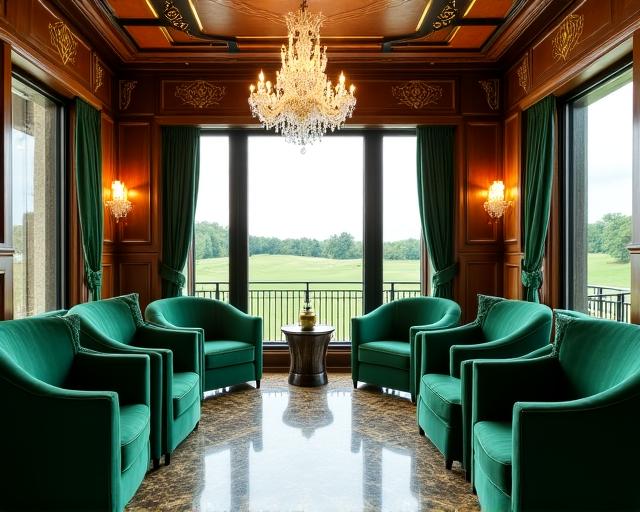 Interni della Clubhouse in stile Art Déco